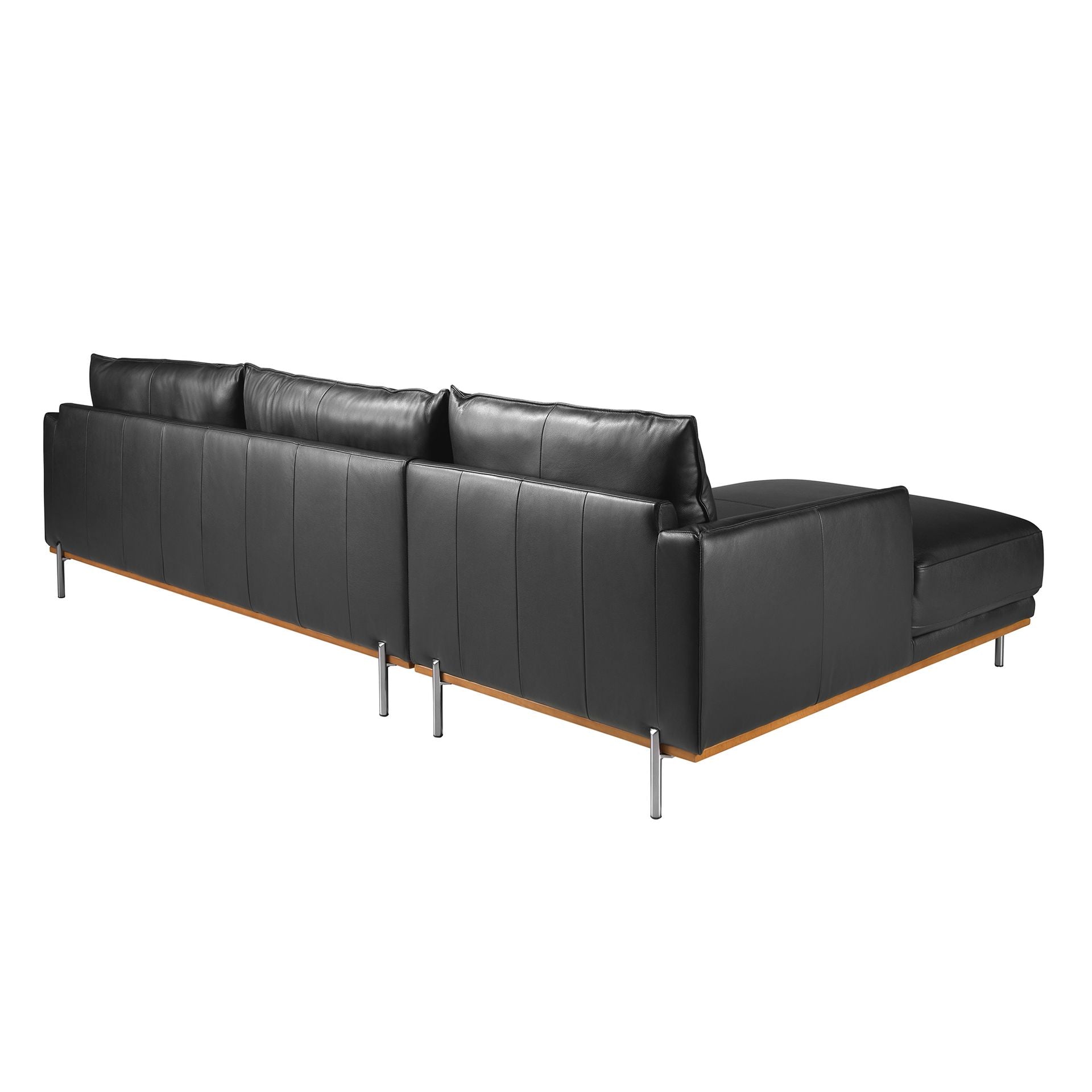 Divano chaise longue sinistro in pelle nera