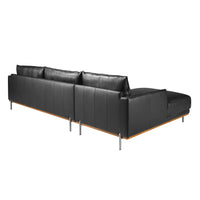 Divano chaise longue sinistro in pelle nera