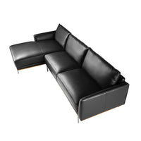 Divano chaise longue sinistro in pelle nera