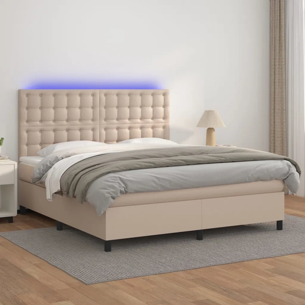 Giroletto Molle Materasso e LED Cappuccino 160x200cm Similpelle cod mxl 62929