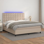 Giroletto Molle Materasso e LED Cappuccino 160x200cm Similpelle cod mxl 62929