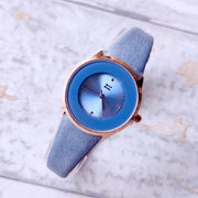 Trade Shop - Orologio Da Polso Zcc Analogico Elegante Moda Casual Cinturino In Pelle Azzurro -