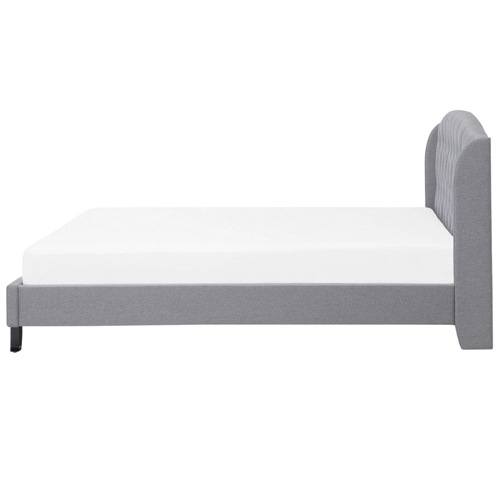 Letto a doghe Tessuto in poliestere grigio Poggiatesta trapuntato imbottito 180 x 200 cm Design moderno