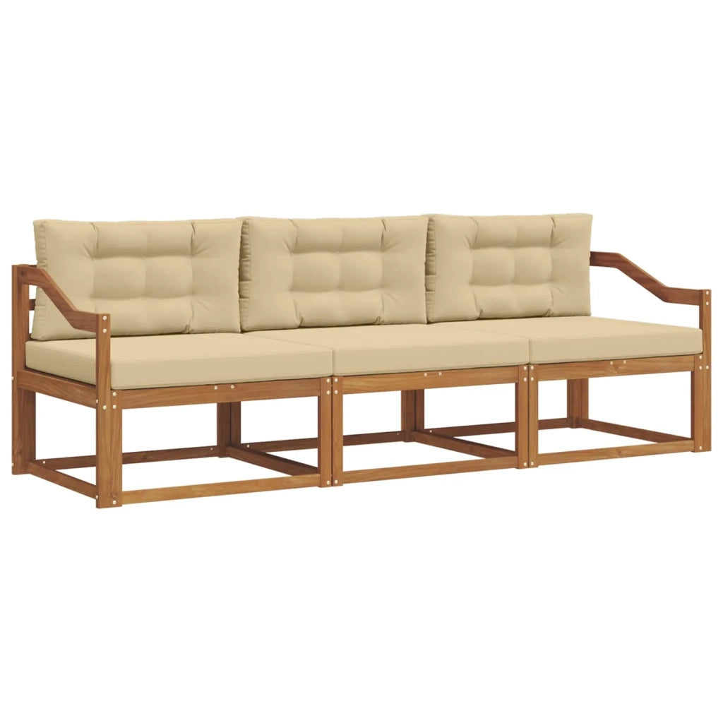 Set di divani da esterno con cuscino 3 pcs Naturale e Beige 3367141