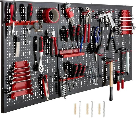 Gereedschapswand multifunzionale - Piastra in acciaio con ganci - 120x60x2cm - Espandibile - Risparmia spazio