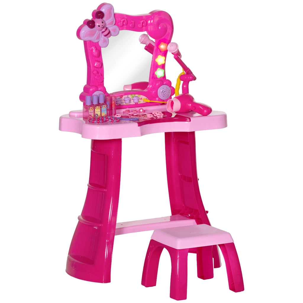 Cameretta bambina con toeletta, specchio, luci, musica, microfono, phon e ripiani ¨C zephmum ¨C rosa