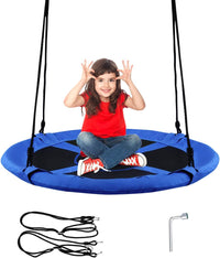 Altalena da Giardino a Nido, Altalena da Giardino per Bambini, con Telaio in Metallo, Regolabile in Altezza: 100-160 cm, Carico Fino a 150 kg (Blu)