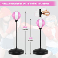 Sacco da Boxe per Bambini Altezza Regolabile, Punching Ball per Bambini con Guantoni, Palla di Pugilato da Terra con Base Stabile Riempibile con Acqua o Sabbia