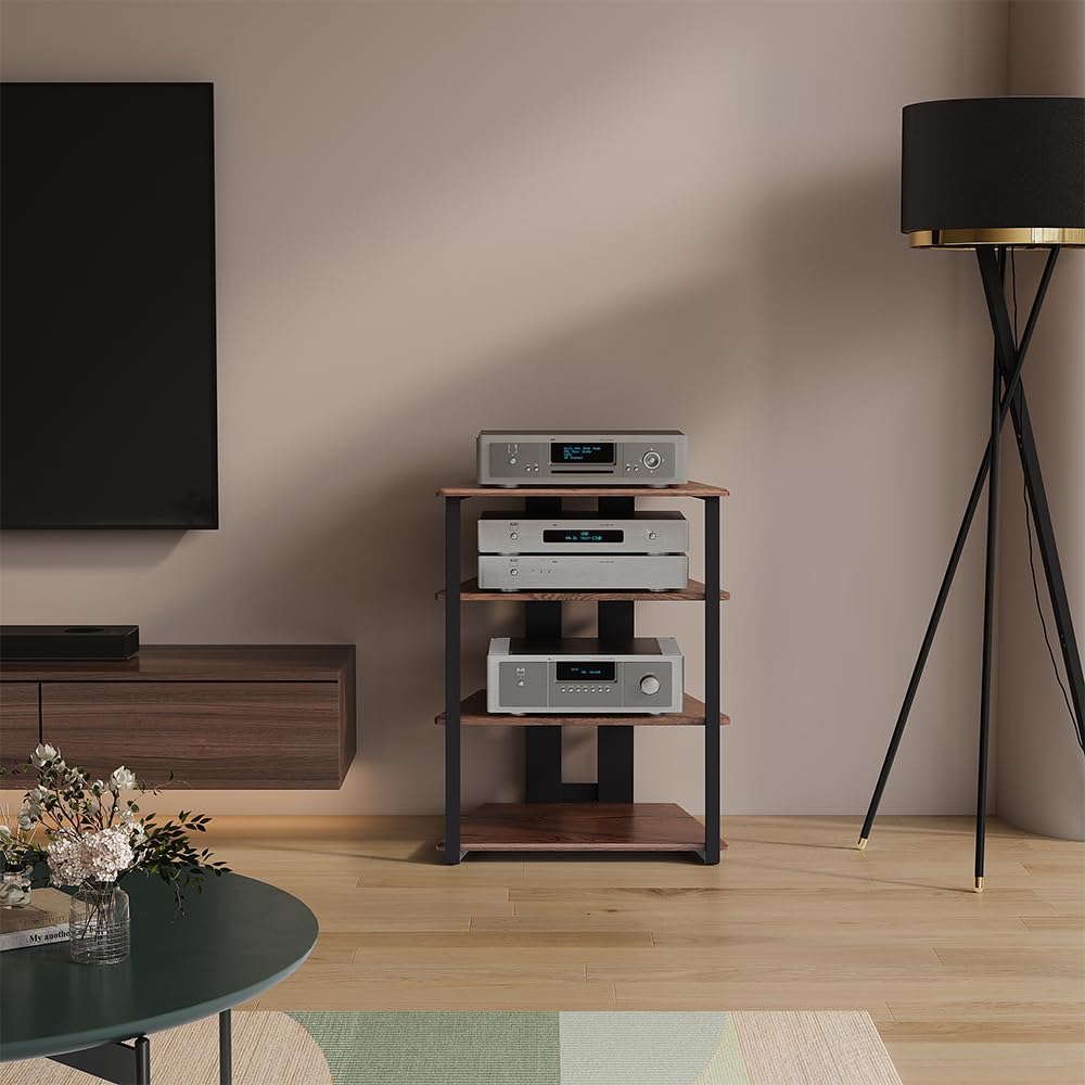 Ripiano portaoggetti Tonar, Rovere rustico/nero, 61 x 78 cm 4 ripiani aperti