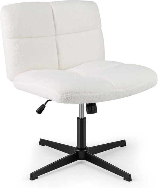 Sedia da toeletta imbottita, funzione ribaltabile, seduta a forma di U, ampia base in metallo, sedia girevole a 360°, senza braccioli, capacità 160 kg, per ufficio a casa (Beige)