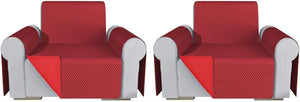 Coppia Set 2 Pezzi Copripoltrona Universale Fodera Double Face Elegante Rosso