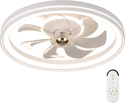 Ventilatore da Soffitto con Luce e Telecomando, Lampadario con Ventilatore con LED Dimmerabile, 6 Velocità Della Ventola e Timer, Plafoniera con Ventilatore per Soggiorno, 48 x 48 x 13 cm
