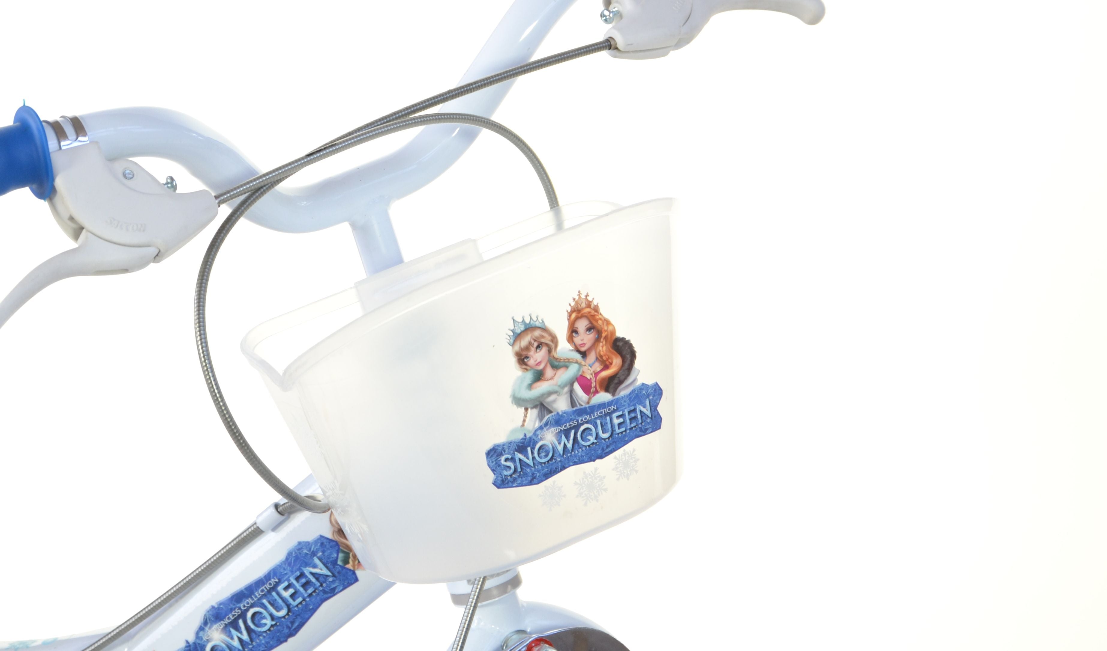 SCH SNOW QUEEN 14", bicicletta per bambini, adatta tra i 4 e i 6 anni, per altezza tra 100 e 120 cm, con cestino, trombe