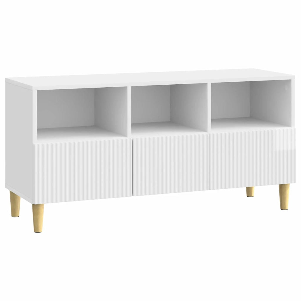 Mobile TV Bianco Lucido 102 x 34,5 x 50 cm Legno ingegnerizzato