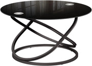 Tavolino da caffè Calgary, Nero lucido, 79.5 x 46.5 cm con superficie in vetro, da utilizzare come piano di appoggio o di lavoro nella zona giorno