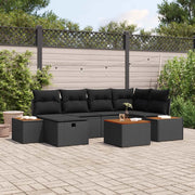 Set Divano da Giardino 7 pcs Nero 55 x 62 x 69 cm Poly Rattan