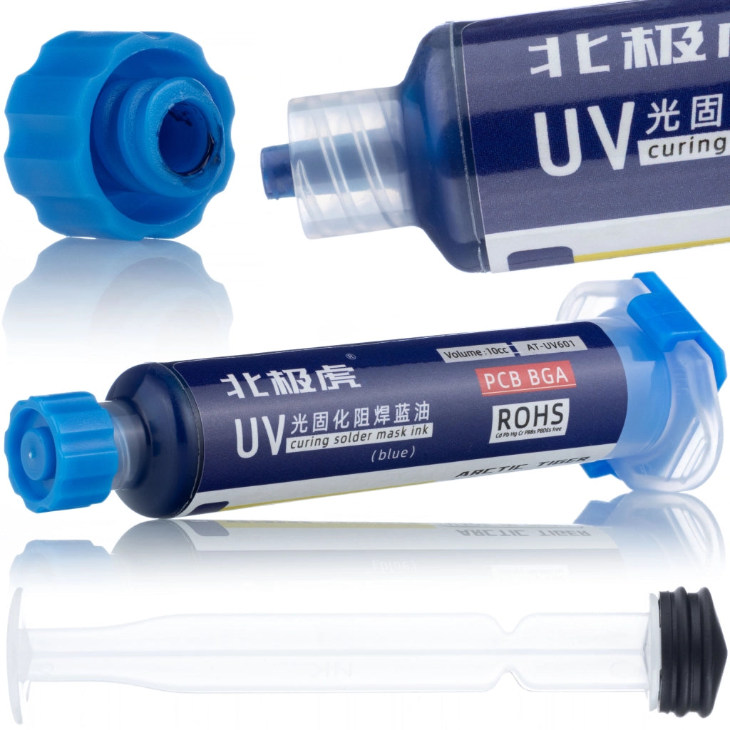 Soldermaska Blu 10ml con Pistone – Protezione PCB, Isolante, Rapida Polimerizzazione UV | Capacità 10ml