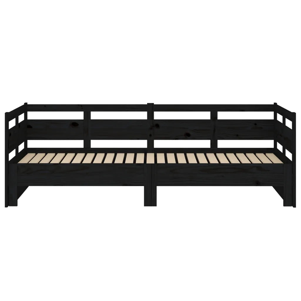 Dormeuse Estraibile Nera in Legno Massello di Pino 2x(90x190)cm 820326
