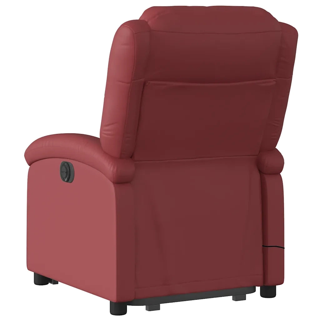 Poltrona | Sedia Relax Alzapersone Massaggi Reclinabile Rosso Vino Similpelle