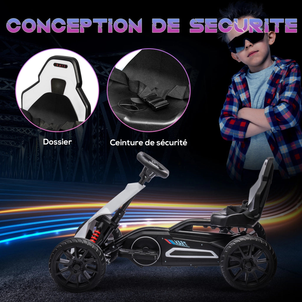 Go-kart elettrico per bambini 12V ¨C Xylo ¨C Bianco, velocit¨¤ regolabile 3-5 km/h, 3-8 anni
