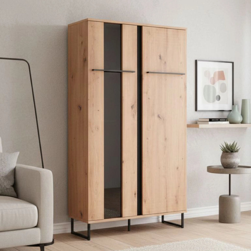 Mobile Espositore Mentana, Vetrina 6 Ripiani, 84.5x35x153.5h cm Marrone Rovere Nodi