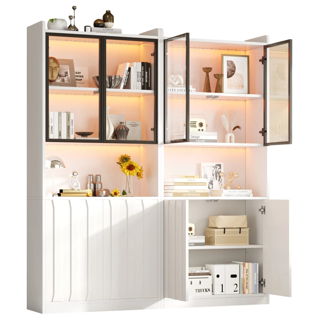 VETRINA LED Bluetooth 160x35x200 cm Bianca Set da 2 pezzi
