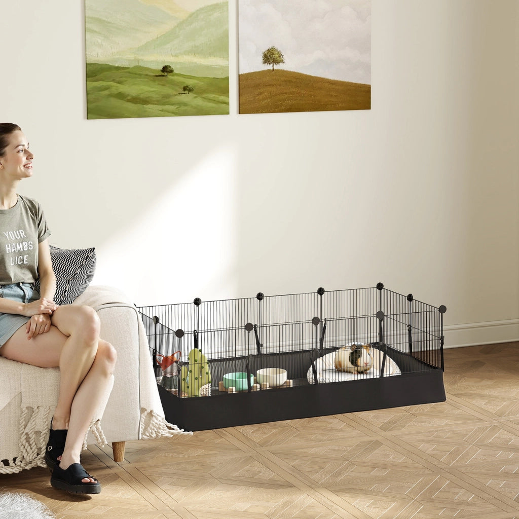 Recinto per Animali Domestici Modulabile ¨C zephmum ¨C Nero, Acciaio, 120x60x40 cm