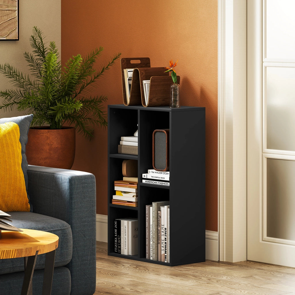 Libreria scaffale mobile con 5 scomparti ¨C zephmum ¨C nero 50x24x80 cm