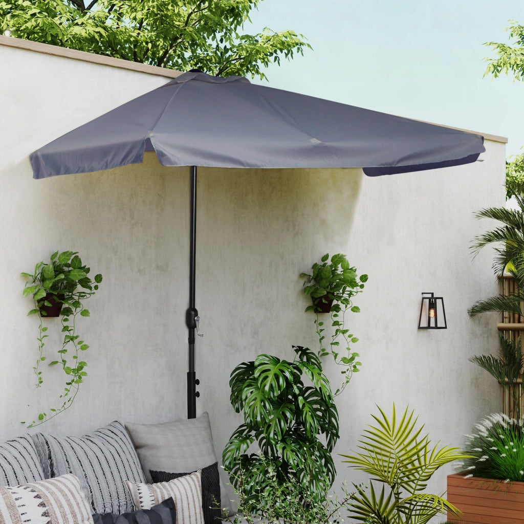 Ombrellone Semicircolare da Giardino ¨C Zephmum ¨C Grigio 250x230cm