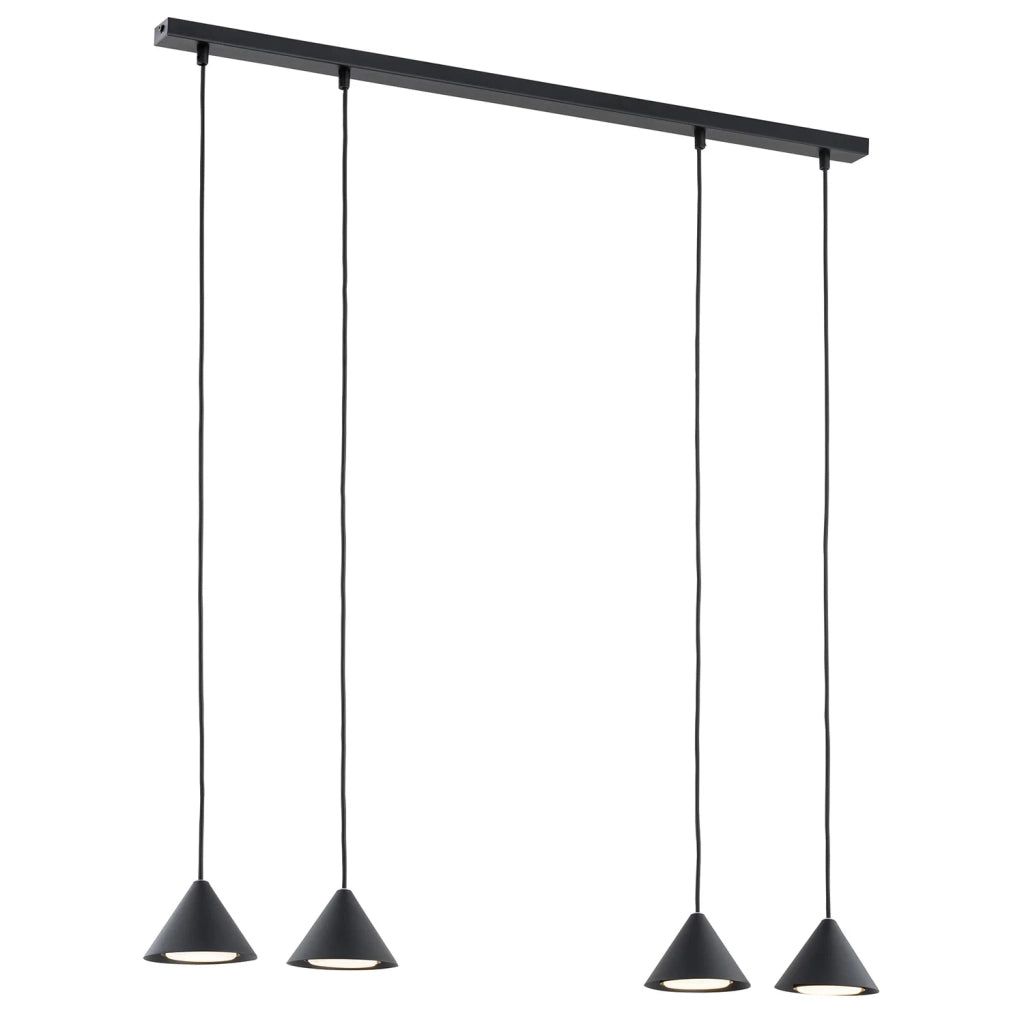 Sospensione Minimal Skadi 4 Luci In Acciaio Nero