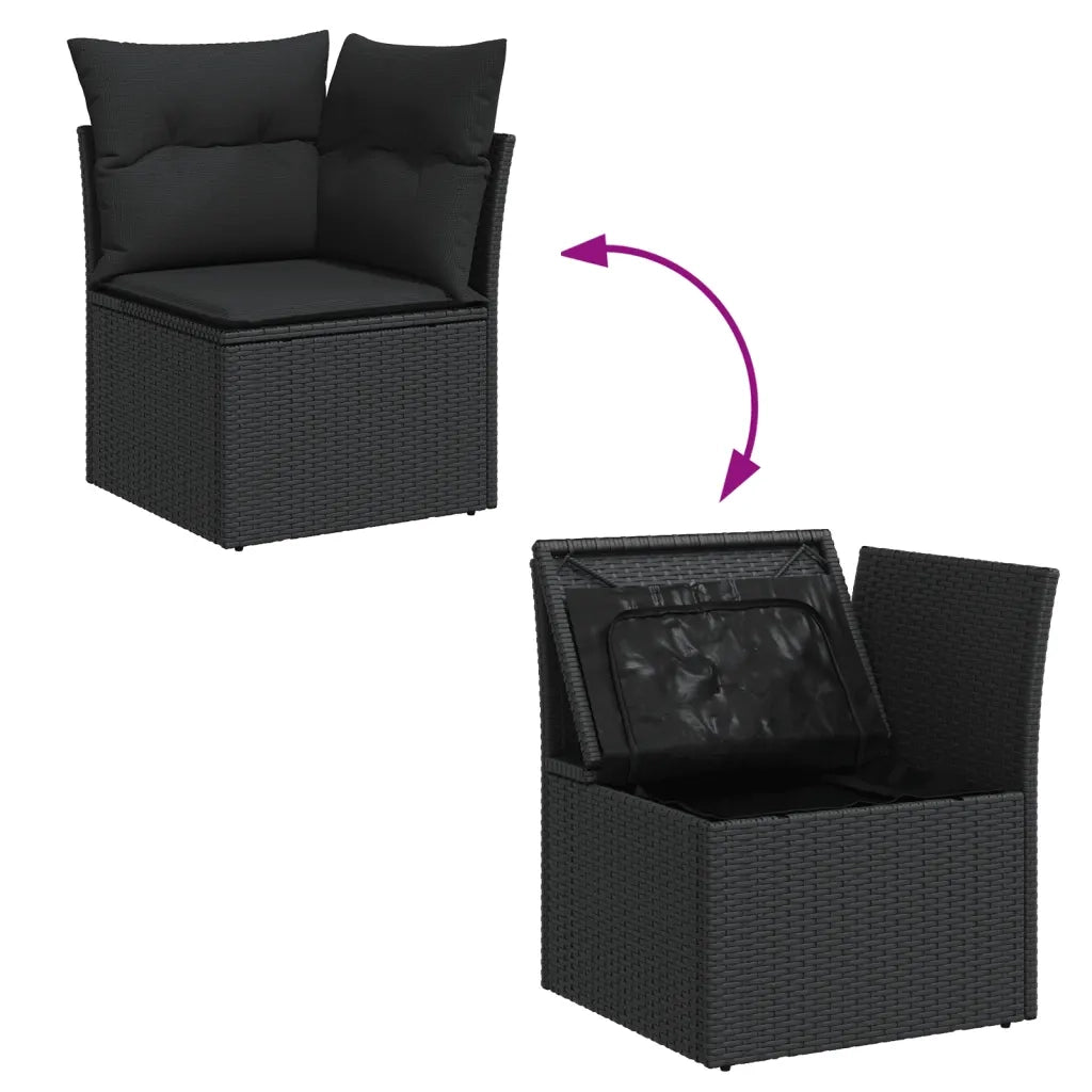 Set Divani da Giardino 11 pz con Cuscini in Polyrattan Nero 3256181