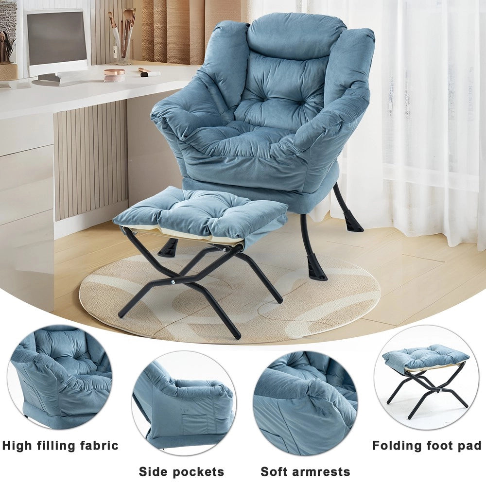 Poltrona Relax con Poggiapiedi Pieghevole e Taschino Laterale ¨C MINIMAL ¨C Tessuto