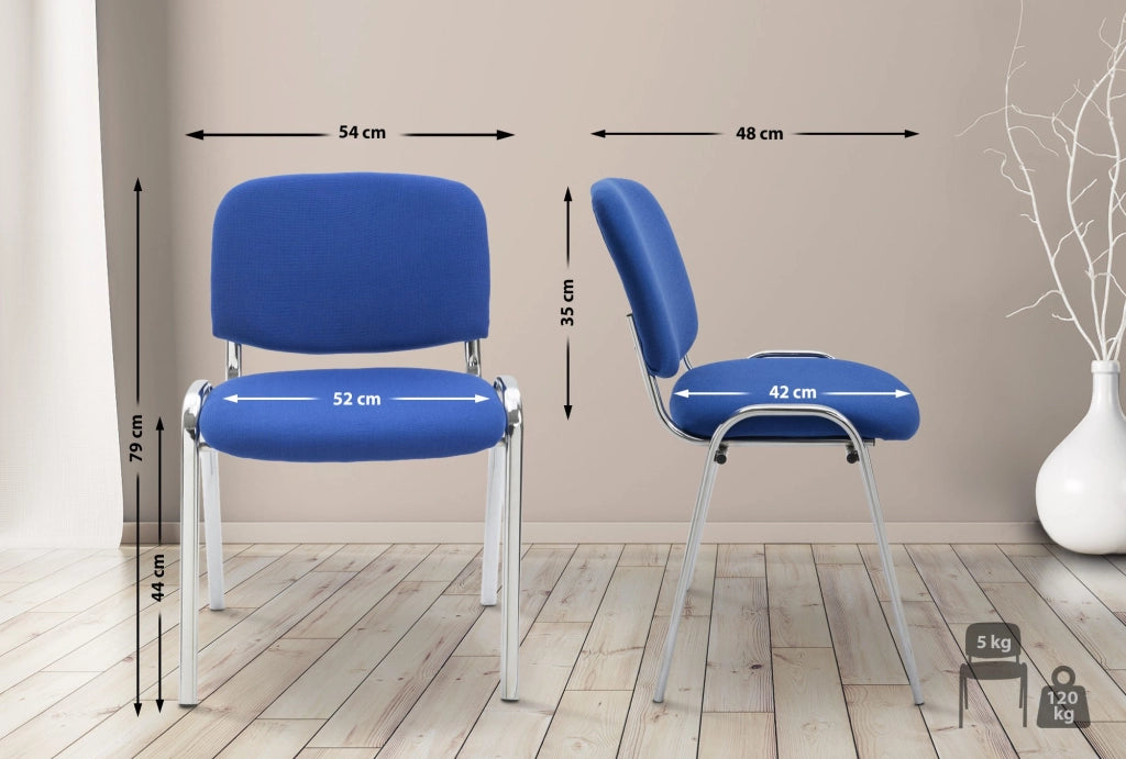 Sedia ospite impilabile KEN in tessuto blu