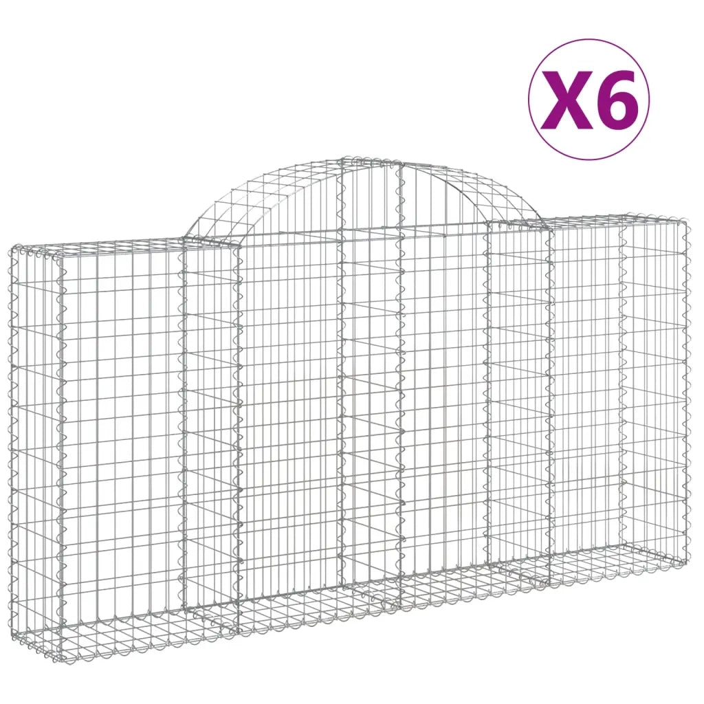 Cesti Gabbioni ad Arco 6 pz 200x30x100/120 cm Ferro Zincato 3146114