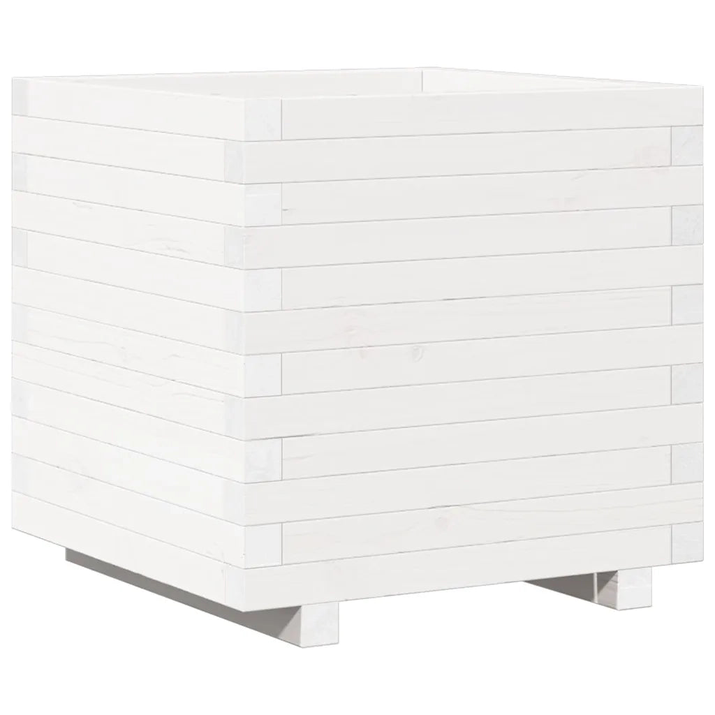 Fioriera da Giardino Bianca 50x50x49,5cm Legno Massello di Pino 847354