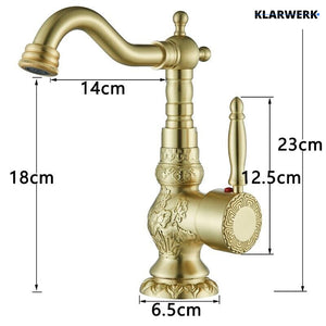 JULIAN | Rubinetto da bagno alto vintage oro spazzolato | Miscelatore retrò in acciaio inox per lavabo freestanding | Bagno con rubinetto gastronomico