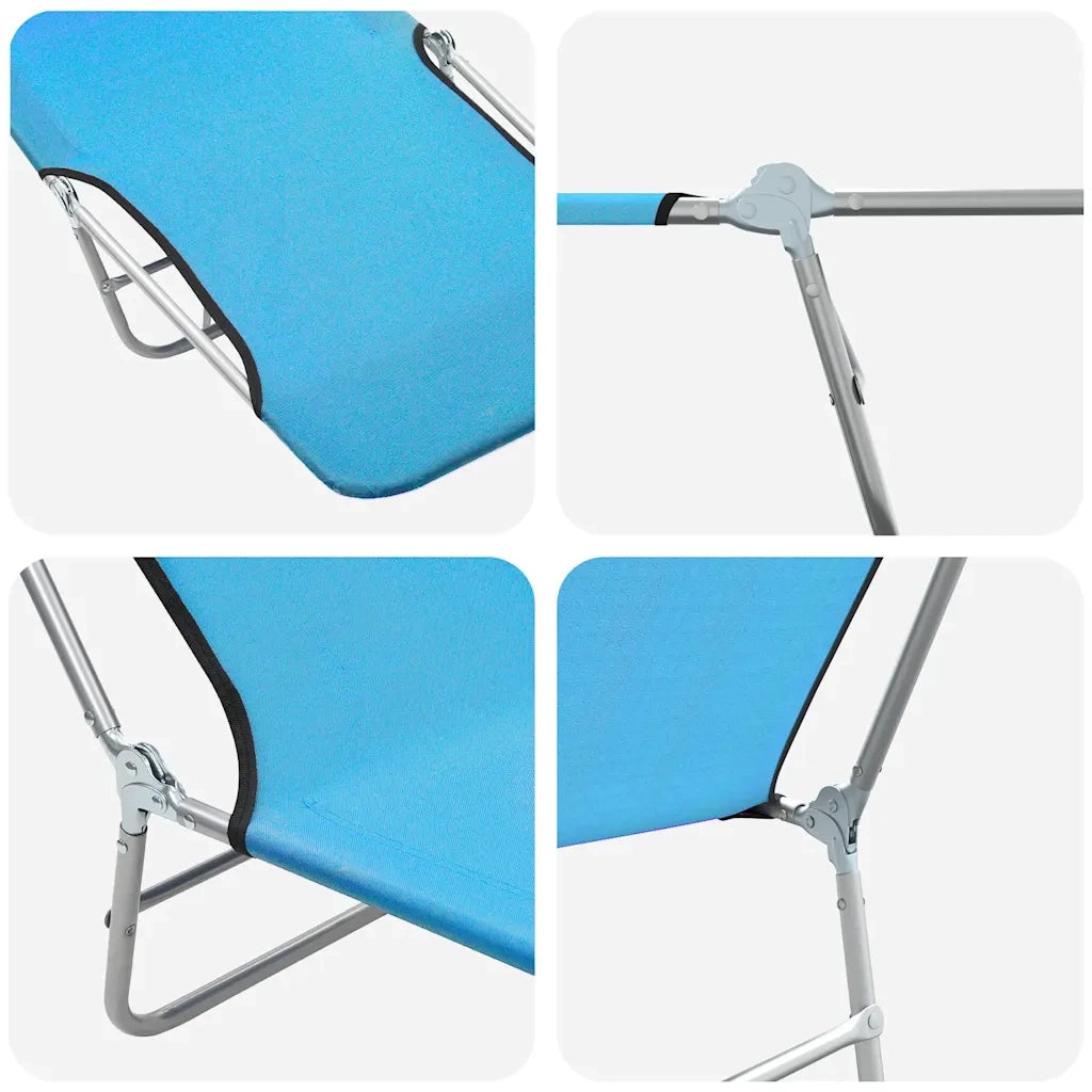 Lettini Prendisole Pieghevoli 2pz in Acciaio e Tessuto Blu 310344