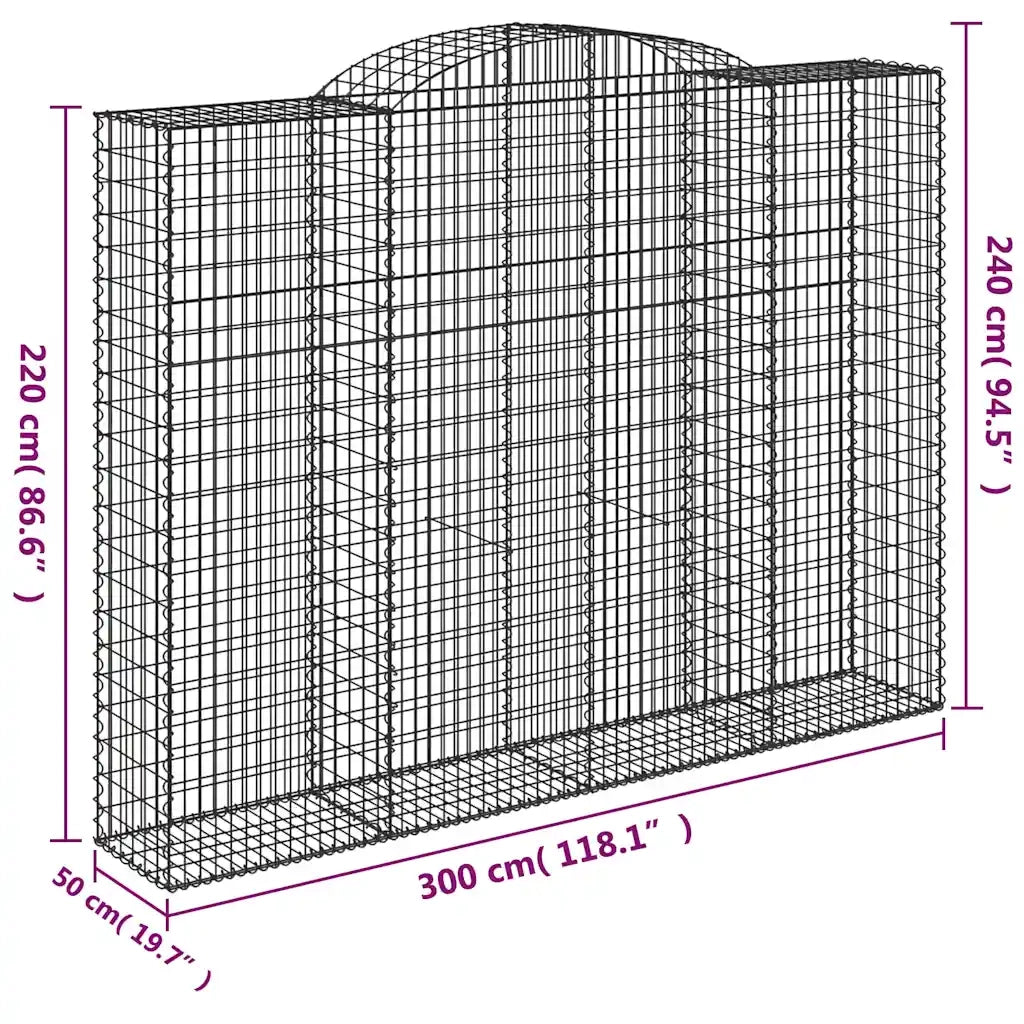 Cesti Gabbioni ad Arco 15 pz 300x50x220/240 cm Ferro Zincato 3146821