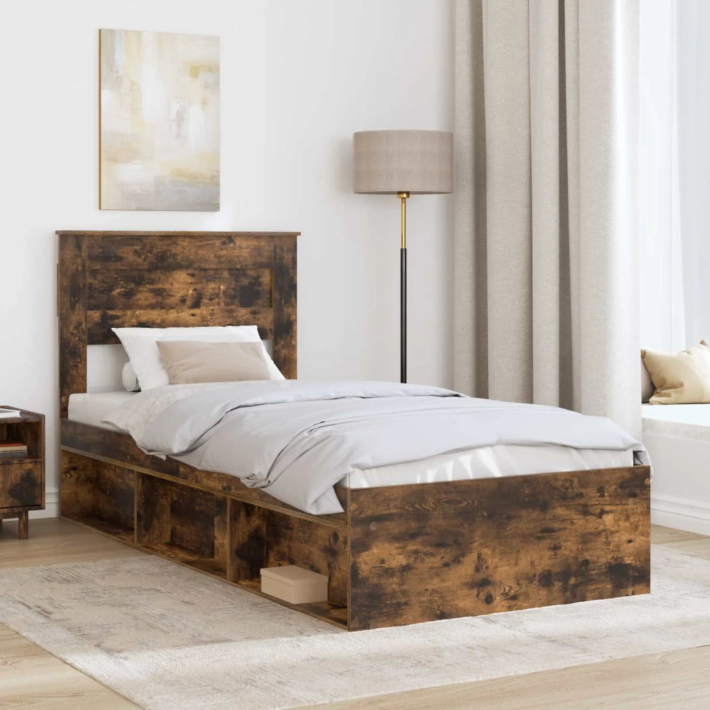 Struttura del letto Rovere fumé 75 x 190 cm Pino massello