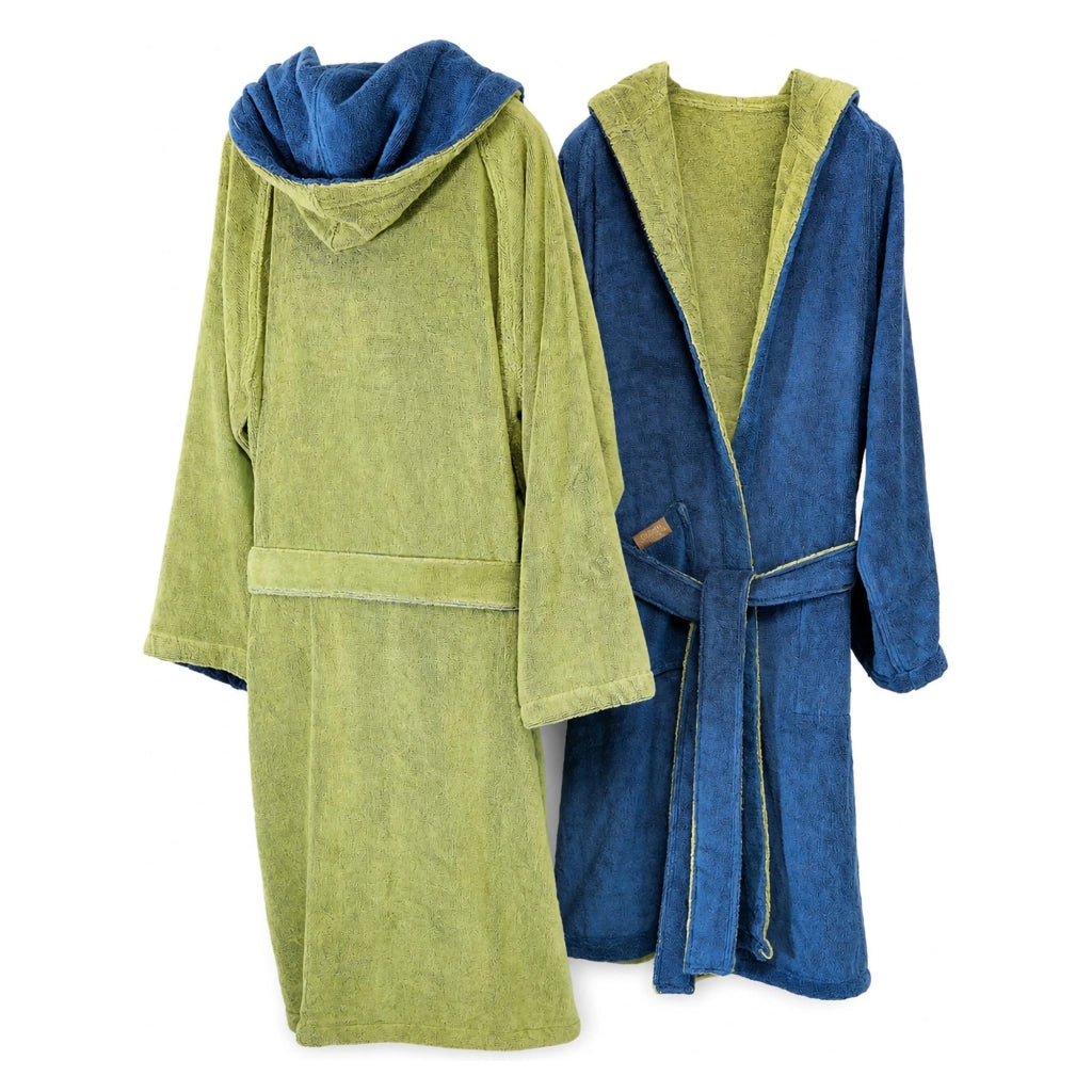 Selesi, Accappatoio 100% Cotone con Cappuccio Reversibile, blu Indaco