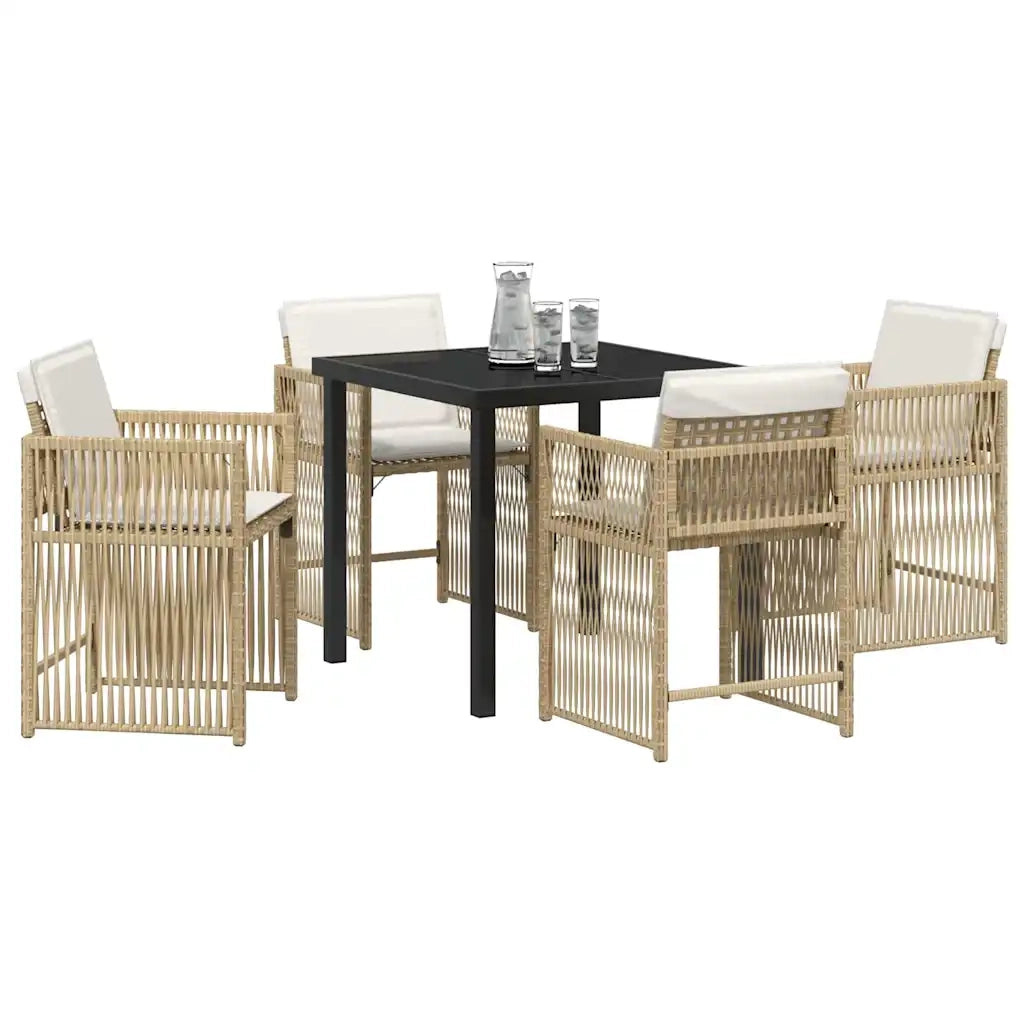 Set da Pranzo per Giardino 5 pcs Beige polyrattan 3380785