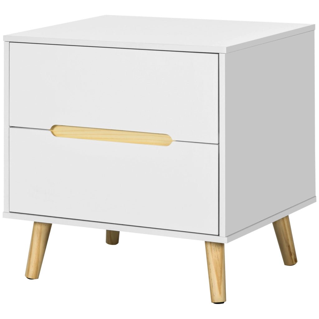 Comodino Moderno con 2 Cassetti ¨C Zephmum ¨C Bianco Legno 50x40x50,5 cm