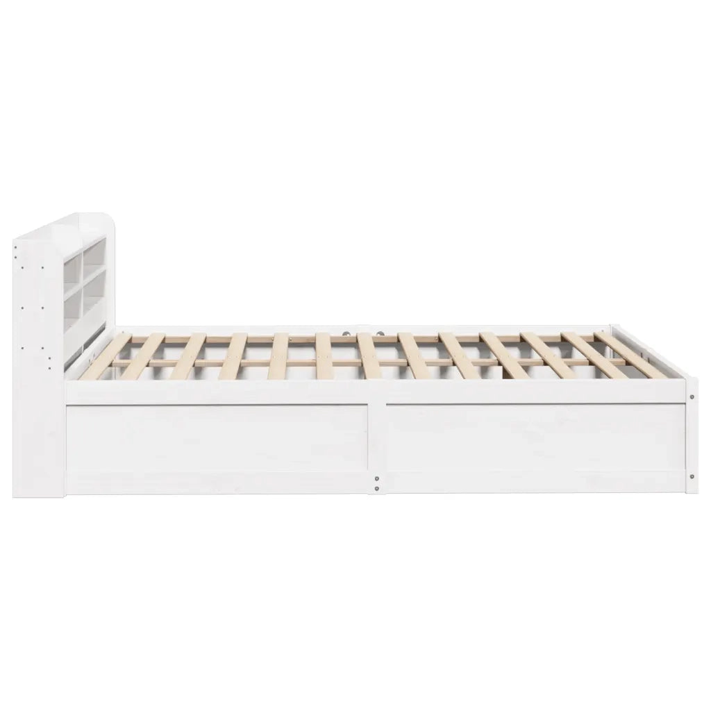 Giroletto con Testiera-Struttura Letto con testiera Bianco 160x200 cm Legno Massello di Pino 899941