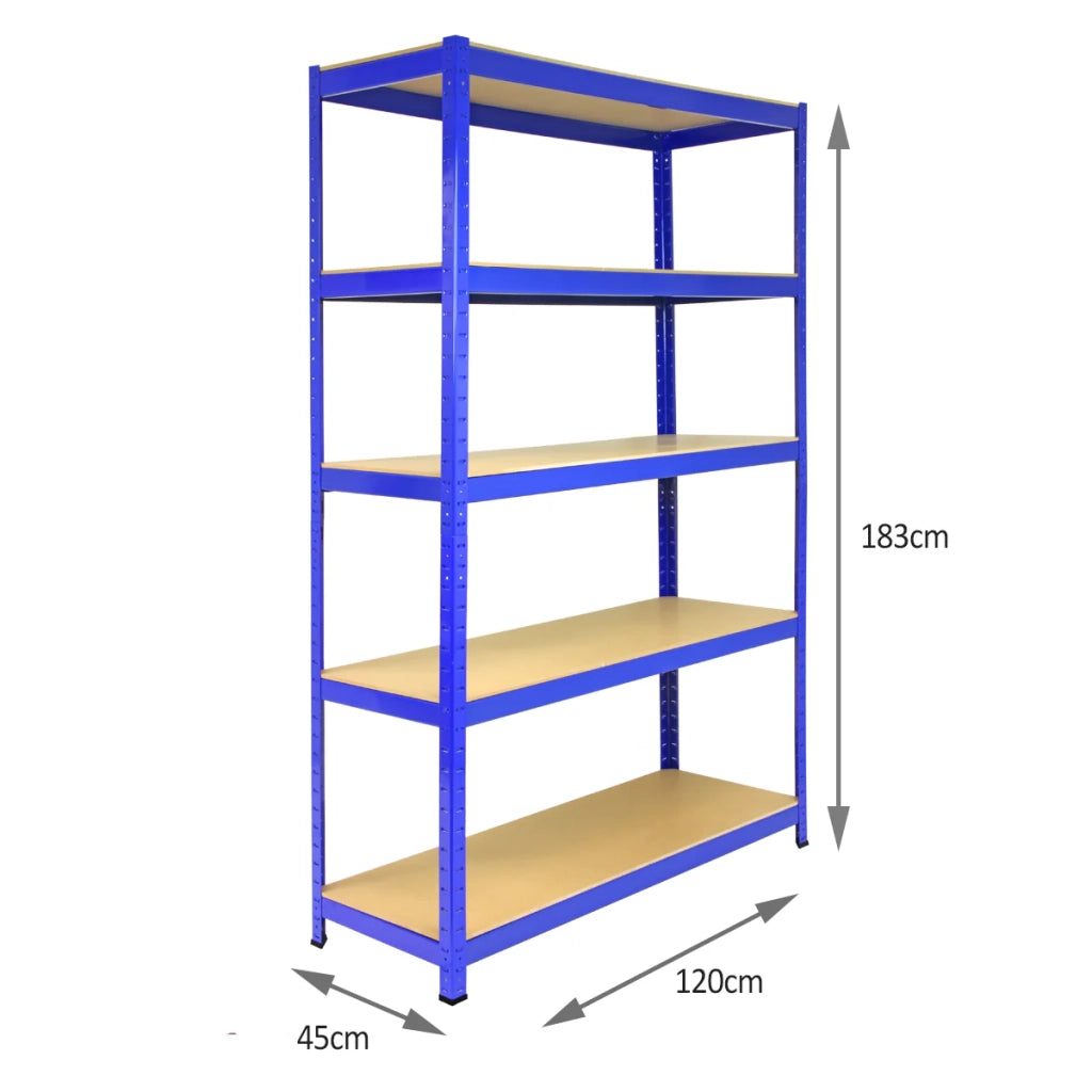 Scaffale in Acciaio Senza Bulloni T-Rax Blu Largo 120cm Profondo 60cm per Garage