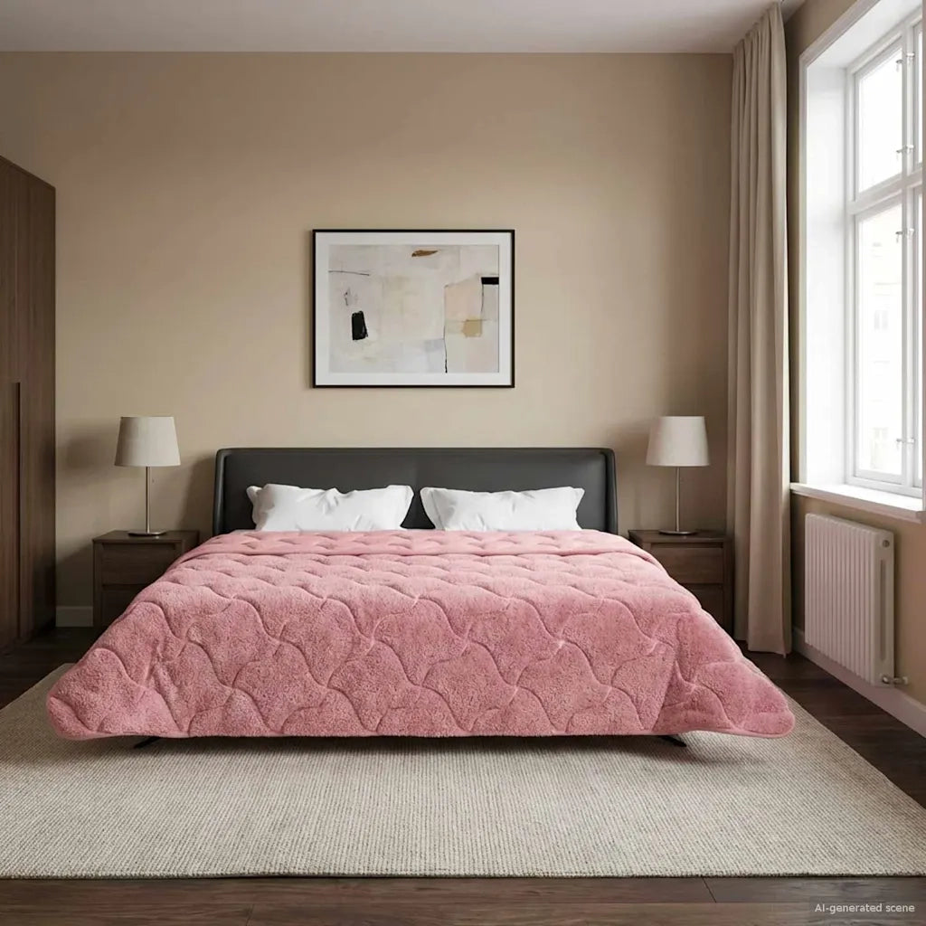 Duvet Invernale Rosa 220 x 240 cm Microfibra e Fleece Teddy 42026346