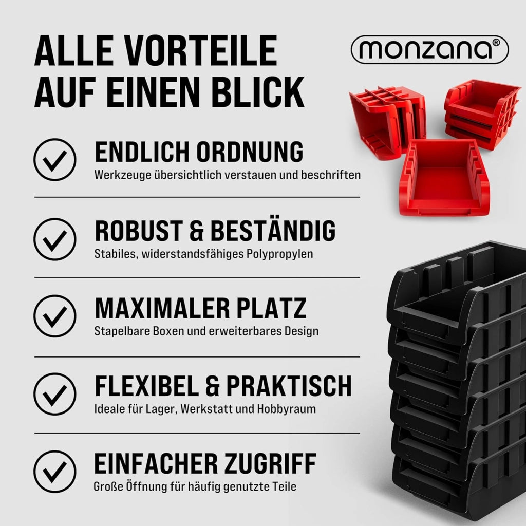 DEUBA® Pannello Preforato Portautensili 97 pz. Box Impilabili Parete Attrezzata Officina Organizer Ampliabile Garage