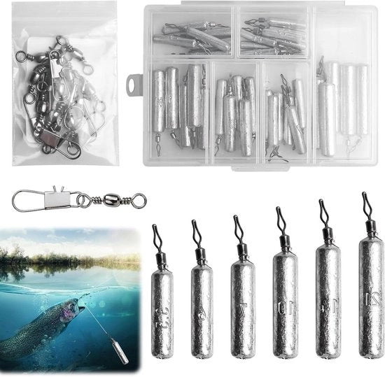 35 pezzi di pesca con peso visso Drop Shot rig + 10 pezzi di spinne per zinker spinne accessori di pesca 35 a 21 g 6 misure Drop Shot.