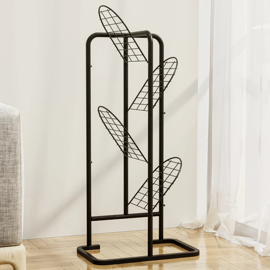 Stand Portapiante Pedersöre a 4 Piani Portavasi in Metallo Nero [en.casa]