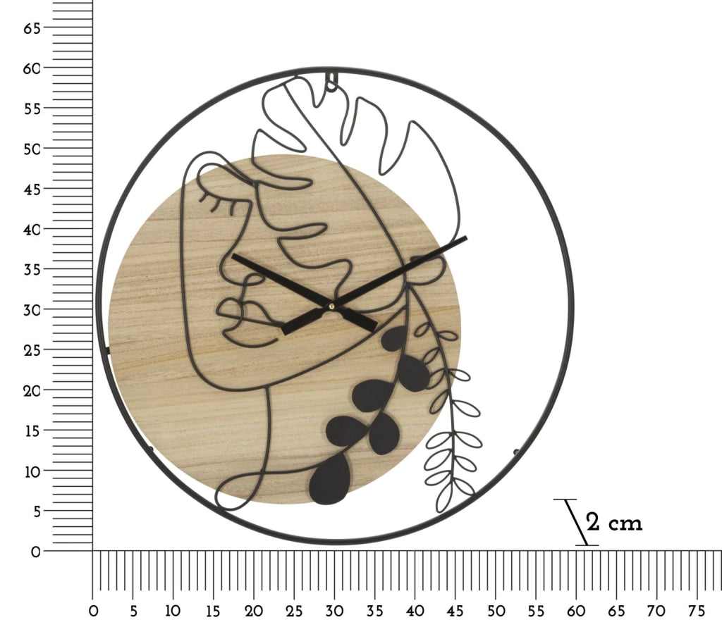 Orologio da Muro Elegant 60x2x60 cm in Ferro e MDF Nero e Marrone