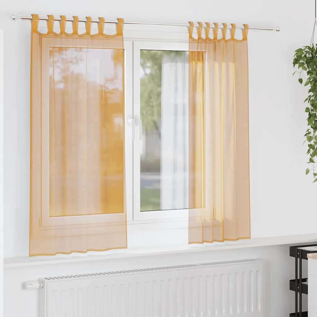 Tende in Voile con Passanti 2 pz Arancio 140x175 cm 4102282
